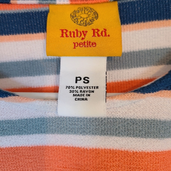 (600) Ruby Rd. Petite Woman's Long Sleeve Blouse,  Size: PS Color: Stripes - Picture 6 of 10